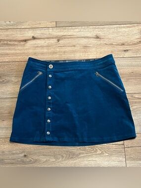 Kuhl Streamline Corduroy Mini Skirt SZ 8 Blue Teal Button Front